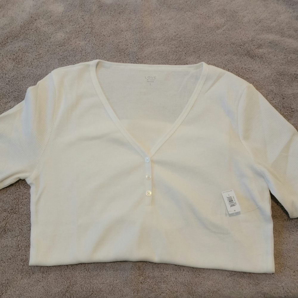 NWT waffle knit henley t-shirt